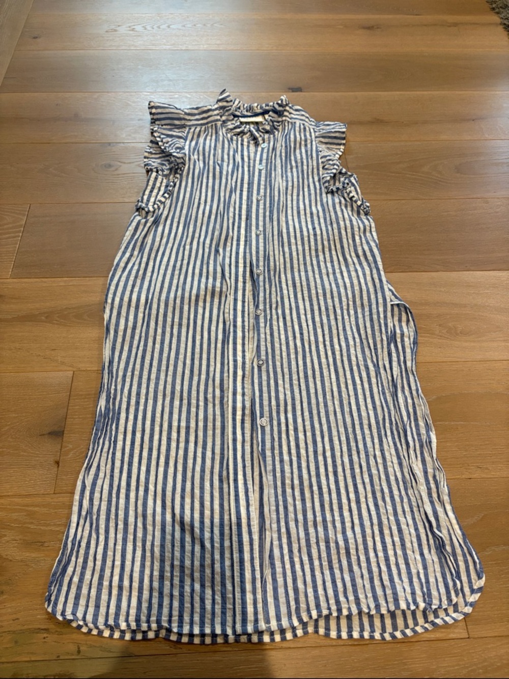 Maeve by Anthropologie Size Small Blue and White Striped Button-Front Dress.